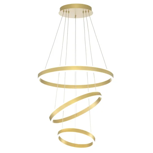 Люстра подвесная LED с пультом Дуэт CL719652 Citilux золотая на 1 лампа, основание золотое в стиле современный хай-тек кольца с пультом фото 5