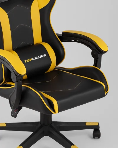 Кресло спортивное TopChairs Shadow, черно-желтый УТ000039464 Stool Group, чёрный жёлтый/экокожа, ножки/полимер/чёрный, размеры - 1170*1270***710*710 фото 2