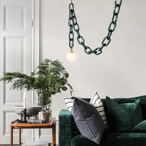 Светильник подвесной CHAIN 2 green 186806-23 ImperiumLoft белый на 1 лампу, основание зелёное в стиле лофт фото 7