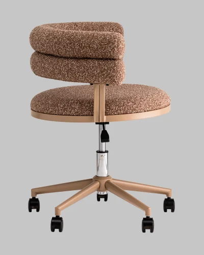 Стул офисный Ponty, светло-коричневый, бежевые ножки УТ000040474 Stool Group, коричневый/букле, ножки/пластик/бежевый, размеры - 670*750***700*610 фото 3
