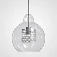 Светильник подвесной CATCH F pear silver D30 186714-26 ImperiumLoft прозрачный 1 лампа, основание серебряное в стиле современный 