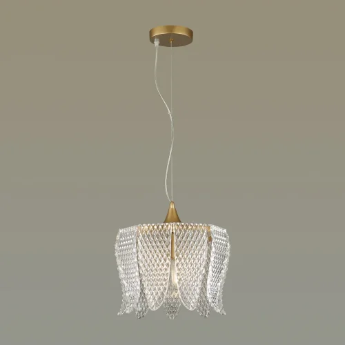 Светильник подвесной Beatris 5296/3 Lumion прозрачный 3 лампы, основание матовое золото в стиле современный  фото 4