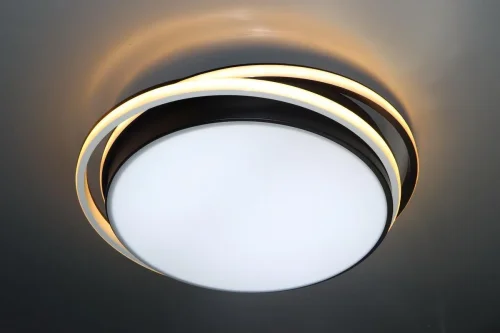 Светильник потолочный LED с пультом 81038/5C Natali Kovaltseva белый 1 лампа, основание белое чёрное в стиле хай-тек с пультом кольца фото 9