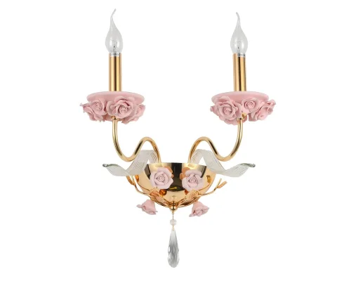 Бра Muntiggioni OML-70411-02 Omnilux без плафона на 2 лампы, основание золотое розовое в стиле классический 