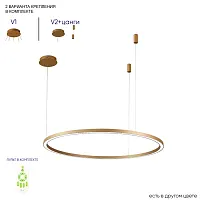 Люстра подвесная LED с пультом FORTUNA SP88W LED GOLD Crystal Lux золотая на 1 лампу, основание золотое в стиле современный кольца с пультом