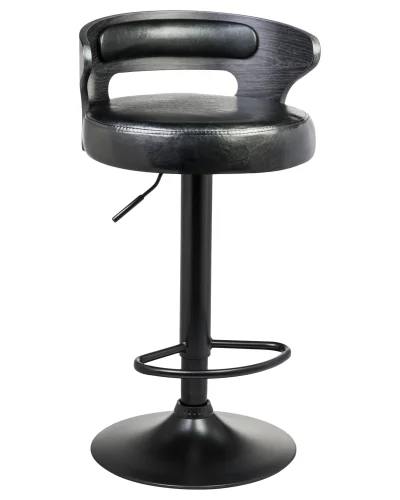 Стул барный набор 2 шт. SET-2 1018_BlackBase-LMZ FRED BLACK, цвет сиденья черный, цвет каркаса сиденья черное дерево, цвет основания черный Dobrin, /экокожа, ножки/металл/чёрный, размеры - 785*990**** фото 2