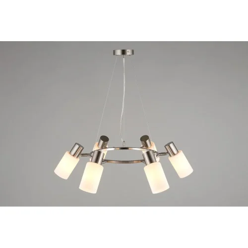 Люстра подвесная Ales OML-69113-06 Omnilux белая на 6 ламп, основание никель в стиле современный фото 3 Люстра подвесная Ales OML-69113-06 Omnilux белая на 6 ламп, основание никель в стиле современный фото 3