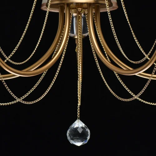 Люстра на штанге Федерика 684011505 MW-Light бежевая на 5 ламп, основание матовое золото в стиле классический  фото 11