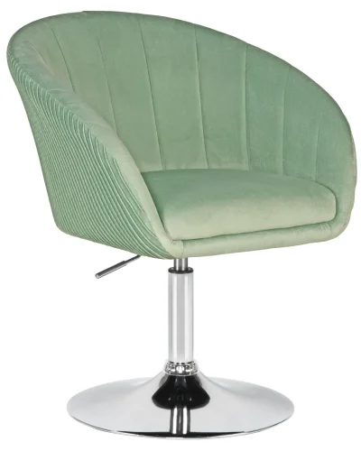 Кресло дизайнерское  8600-LM,  цвет сиденья мятный велюр (1922-8), цвет основания хром Dobrin, зелёный мятный/велюр, ножки/металл/хром, размеры - 750*900***600*570