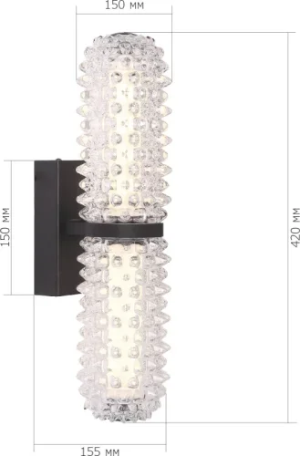 Бра LED Saguaro SL6144.401.01 ST-Luce прозрачный на 1 лампу, основание чёрное в стиле современный фото 3