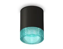 Светильник накладной Techno spot XS6302043 Ambrella light голубой чёрный 1 лампа, основание чёрное в стиле современный круглый