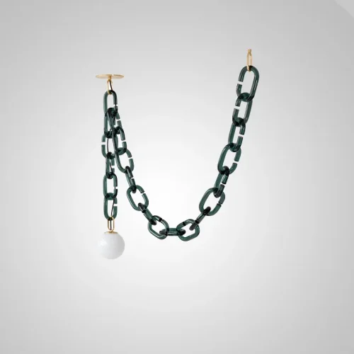 Светильник подвесной CHAIN 2 green 186806-23 ImperiumLoft белый на 1 лампу, основание зелёное в стиле лофт 
