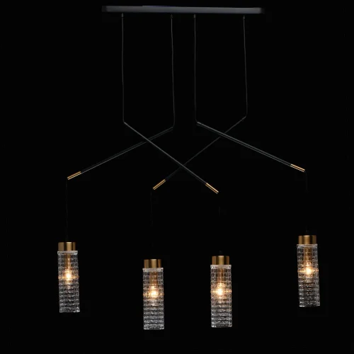 Светильник подвесной Фьюжн 392018304 DeMarkt прозрачный 4 лампы, основание чёрное в стиле модерн трубочки фото 2