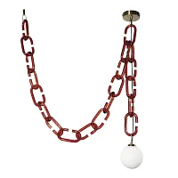 Светильник подвесной Chain 10128C Red LOFT IT белый 1 лампа, основание красное золотое в стиле современный шар