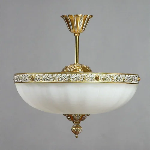 Люстра на штанге  LUGO 8539/40 PL WP AMBIENTE by BRIZZI белая на 6 ламп, основание бронзовое в стиле классика 