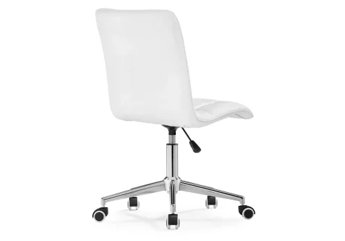 Компьютерное кресло Квадро экокожа белая / хром 539654 Woodville, белый/экокожа, ножки/металл/хром, размеры - *960**** фото 6