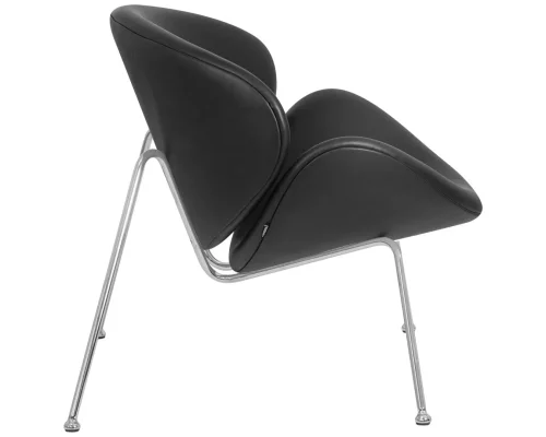 Кресло дизайнерское 72-LMO EMILY, цвет сиденья черный (YP16), цвет основания хромированная сталь Dobrin, чёрный/винил, ножки/металл/хром, размеры - ****810*780 фото 3