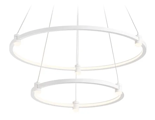 Люстра подвесная LED FL5505 Ambrella light белая на 1 лампа, основание белое в стиле современный хай-тек кольца фото 5