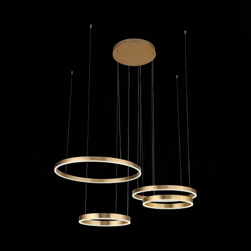Светильник подвесной ЛЕД с пультом Онз (Onze) SL944.203.04 ST-Luce золотой на 1 лампу, основание золотое в стиле хай-тек кольца с пультом