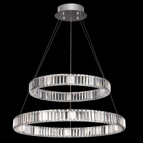 Люстра подвесная LED с пультом Чезаре CL338281 Citilux прозрачная на 1 лампу, основание хром в стиле современный с пультом кольца фото 2