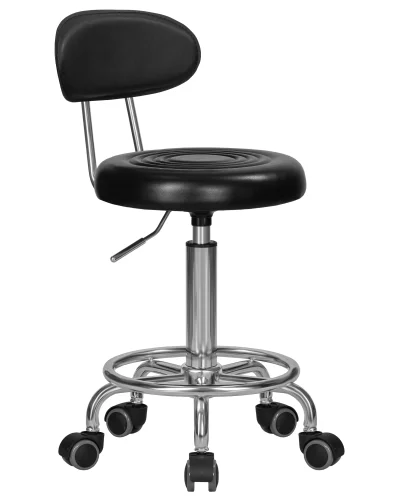 Табурет мастера DOBRIN BILLY (черный) цвет сиденья черный, цвет основания хромированная сталь Dobrin, чёрный/экокожа, ножки/металл/, размеры - 690*850**** фото 2