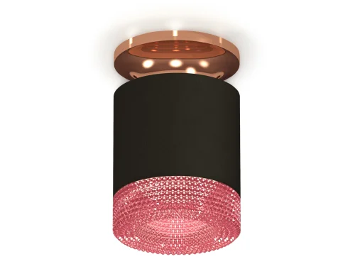 Светильник накладной XS7402123 Ambrella light розовый чёрный 1 лампа, основание чёрное в стиле хай-тек современный круглый фото 2