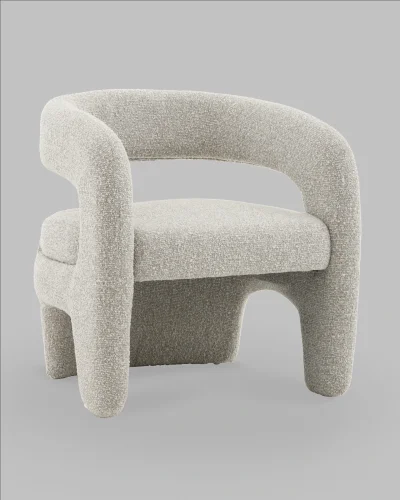 Кресло лаунж Bones, серебристый УТ000041678 Stool Group, серебряный/букле, ножки/фанера/серебристый серый, размеры - *****мм