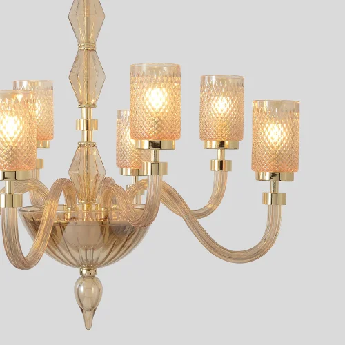 Люстра подвесная SILVESTRO SP8 AMBER Crystal Lux золотая янтарная на 8 ламп, основание золотое янтарное в стиле классический фото 3