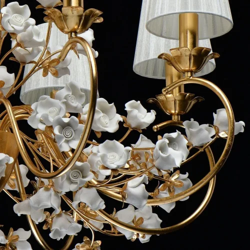 Люстра подвесная Сицилия 282012008 Chiaro белая на 8 ламп, основание золотое в стиле классический флористика  фото 7