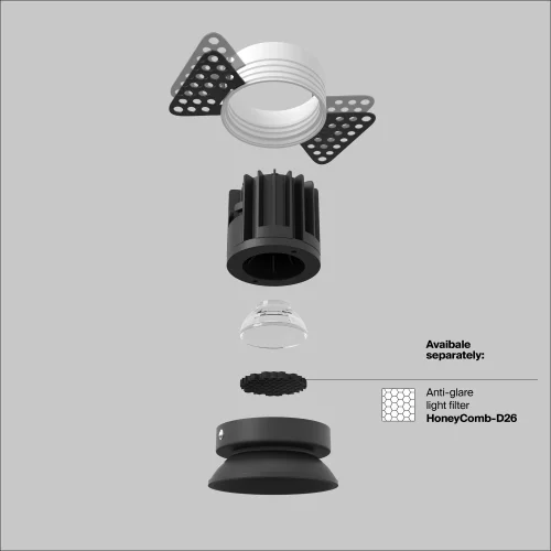 Светильник точечный LED Round DL058-7W4K-TRS-B Maytoni чёрный на 1 лампу, основание в стиле современный для затирки фото 11