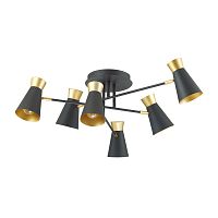 Люстра потолочная лофт Liam 3790/6C Lumion золотая чёрная на 6 ламп, основание чёрное в стиле лофт 