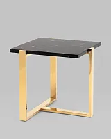 Журнальный столик Тоби 61*61, черный мрамор, сталь золото УТ000036328 Stool Group столешница чёрная из искусственный мрамор