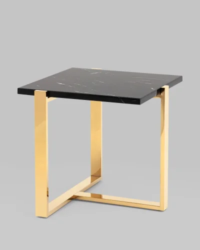 Журнальный столик Тоби 61*61, черный мрамор, сталь золото УТ000036328 Stool Group столешница чёрная из искусственный мрамор