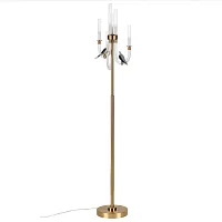 Торшер LED Lark 5431/12FL Odeon Light птички белый на 1 лампу, основание бронзовое в стиле классический 
