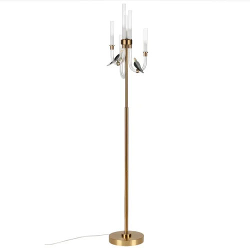 Торшер LED Lark 5431/12FL Odeon Light птички белый на 1 лампу, основание бронзовое в стиле классический 