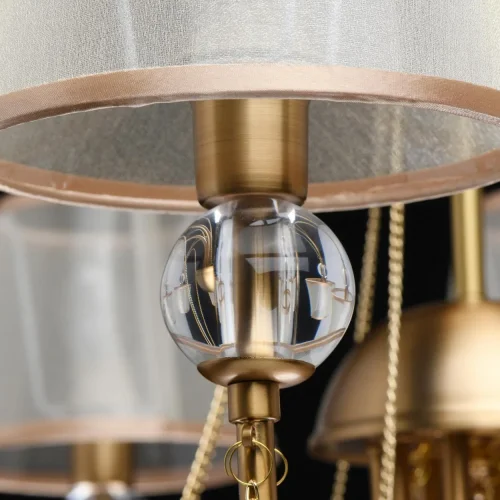 Люстра на штанге Федерика 684011608 MW-Light бежевая на 8 ламп, основание матовое золото в стиле классический  фото 6
