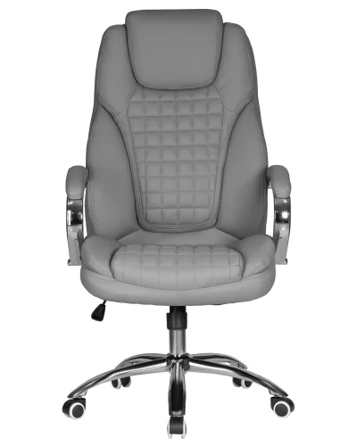 Офисное кресло для руководителей  114B-LMR CHESTER, цвет серый Dobrin, серый/экокожа, ножки/металл/хром, размеры - 1180*1250***680*730 фото 6