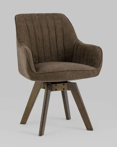 Стул обеденный вращающийся MANS, коричневый УТ000017375 Stool Group, коричневый/ткань, ножки/дерево/коричневый бежевый, размеры - *820***610*620