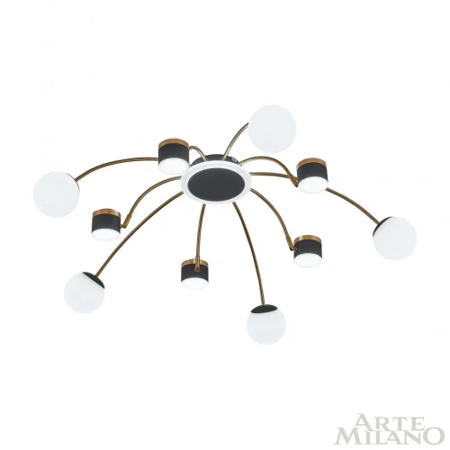 Люстра потолочная LED Ferrara-71040 272040/10 BK/GD Arte Milano белая на 1 лампу, основание чёрное в стиле современный хай-тек фото 8
