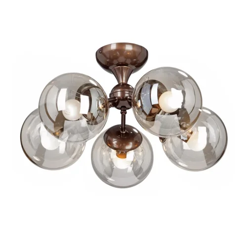Люстра потолочная V3954-7/5PL Vitaluce янтарная на 5 ламп, основание бронзовое в стиле арт-деко шар