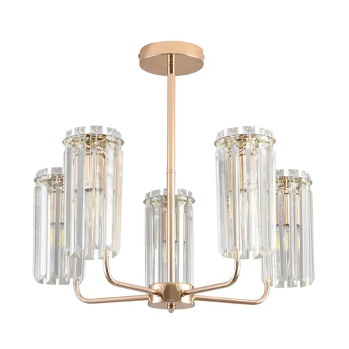 Люстра потолочная хрустальная Favla 8347/5 Lumion прозрачная на 5 ламп, основание золотое в стиле классический  Люстра потолочная хрустальная Favla 8347/5 Lumion прозрачная на 5 ламп, основание золотое в стиле классический