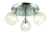 Люстра потолочная Saragossa OML-28307-03 Omnilux белая на 3 лампы, основание хром в стиле современный 