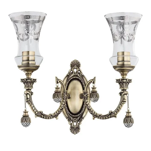 Бра Sienna SIE-K-2(P) Kutek прозрачный на 2 лампы, основание бронзовое в стиле классический 