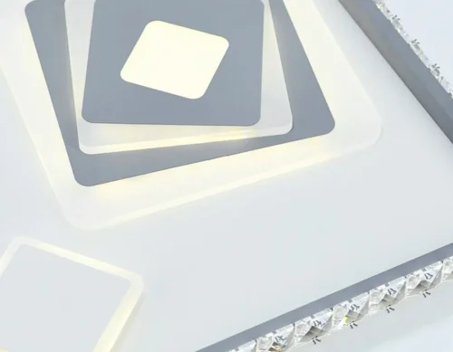 Люстра потолочная LED с пультом FA248 Ambrella light белая на 1 лампа, основание белое в стиле хай-тек с пультом квадраты фото 4