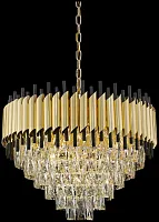 Люстра подвесная Cartuccia WE138.15.403 Wertmark чёрная прозрачная золотая на 15 ламп, основание золотое в стиле современный 