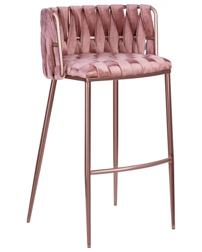 Стул барный 1538_RoseGold-LMN EMMA ROSE GOLD, цвет сиденья розовый велюр (VF-10), цвет основания розовое золото Dobrin, розовый/велюр, ножки/металл/розовый, размеры - ****510*500