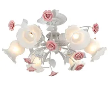 Люстра потолочная Fiori di rose 114.6 Lucia Tucci белая на 6 ламп, основание белое в стиле прованс флористика Люстра потолочная Fiori di rose 114.6 Lucia Tucci белая на 6 ламп, основание белое в стиле прованс флористика