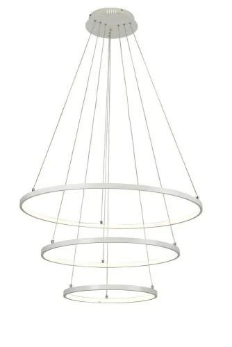 Люстра подвесная LED Pesaro OML-04803-113 Omnilux белая на 1 лампу, основание белое в стиле хай-тек кольца