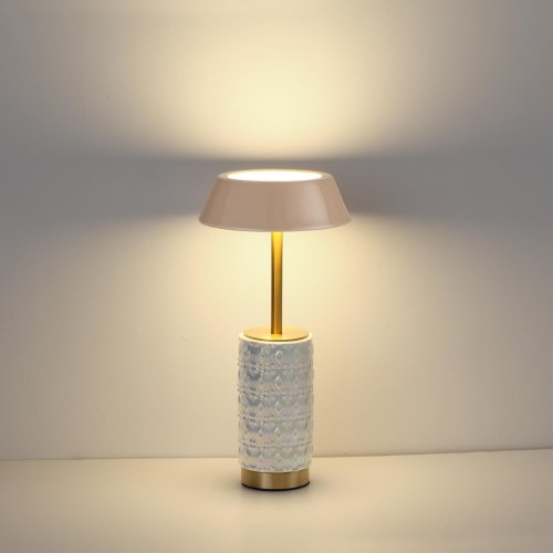 Настольная лампа LED Lulu 5454/8TLA Odeon Light бежевая на 1 лампу, основание бежевое латунь керамика металл в стиле классический современный аккумулятор фото 5