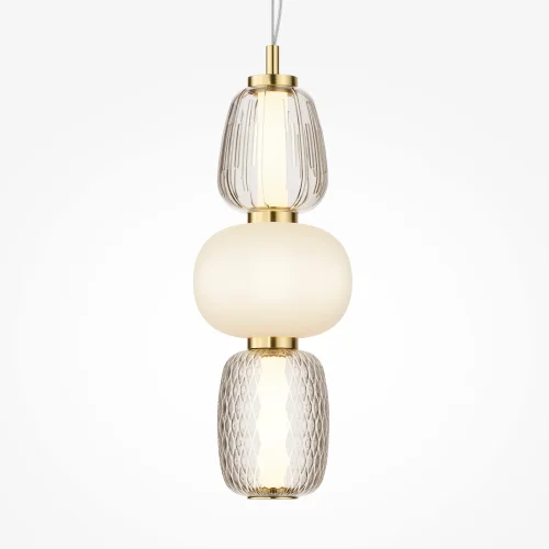 Светильник подвесной LED Pattern MOD267PL-L28G3K Maytoni белый прозрачный 1 лампа, основание золотое в стиле современный арт-деко  фото 5